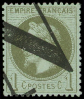 EMPIRE LAURE - 25    1c. Vert-bronze, Obl. TYPO, TB - 1863-1870 Napoléon III Lauré