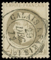 EMPIRE LAURE - 27A   4c. Gris, T I, Obl Càd CALAIS A PARIS 1° 29/12/71, TB - 1863-1870 Napoléon III Lauré