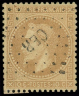 EMPIRE LAURE - 28B  10c. Bistre, T II, Obl. Los. CER, TB - 1863-1870 Napoléon III Lauré