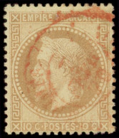 EMPIRE LAURE - 28B  10c. Bistre, T II, Obl. Càd ROUGE, TB - 1863-1870 Napoleone III Con Gli Allori