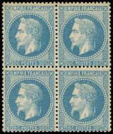 * EMPIRE LAURE - 29A  20c. Bleu, T I, BLOC De 4, Bon Centrage, TTB - 1863-1870 Napoleon III With Laurels