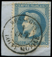 EMPIRE LAURE - 29B  20c. Bleu, T II, Obl. Càd BESSEGES BOITE MOBILE, TB - 1863-1870 Napoléon III Lauré