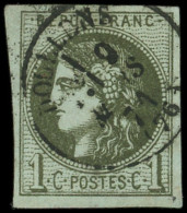 EMISSION DE BORDEAUX - 39Aa  1c. Olive Foncé, R I, 1er état, Obl. Càd T16 DOULLENS, TB - 1870 Bordeaux Printing