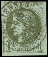 EMISSION DE BORDEAUX - 39C   1c. Olive, R III, Obl. Càd T17 VALENCIENNES, TB - 1870 Emissione Di Bordeaux