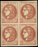 * EMISSION DE BORDEAUX - 40Bd  2c. Brun-rouge Foncé, BLOC De 4, Très Frais Et TB - 1870 Bordeaux Printing