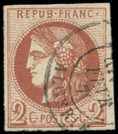 EMISSION DE BORDEAUX - 40Bb  2c. MARRON, R II, Obl. Càd En ALGERIE, Nuance Certifiée JF Brun, TTB - 1870 Emisión De Bordeaux