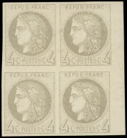 * EMISSION DE BORDEAUX - 41B   4c. Gris, R II, BLOC De 4 Bdf, TTB. C - 1870 Ausgabe Bordeaux