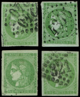 EMISSION DE BORDEAUX - 42B   5c. Vert, 4 Unités Choisies Obl., Nuances TB - 1870 Bordeaux Printing