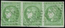 EMISSION DE BORDEAUX - 42Bg  5c. Vert, R II, BANDE De 3 Obl. GC 3663, TTB. S - 1870 Bordeaux Printing