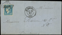 Let EMISSION DE BORDEAUX - 44B  20c. Bleu, T I, R II, Obl. GC 3608 S. LAC, Càd T17 ST GAUDENS 20/5/71, Très Belles Marge - 1849-1876: Période Classique