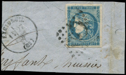 EMISSION DE BORDEAUX - 45C  20c. Bleu, T II, R III, Variété LIGNE BLANCHE Oblique, Obl. S. Fragt, TB - 1870 Emissione Di Bordeaux