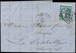 Let EMISSION DE BORDEAUX - 45C  20c. Bleu, T II, R III, PERCE En LIGNES, Obl. GC 532 S. LAC, Càd BORDEAUX 25/1/71, TB - 1849-1876: Classic Period