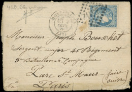 Let EMISSION DE BORDEAUX - 46B  20c. Bleu OUTREMER, T III R II, Obl. GC 2502 S. LAC, Càd T17 MONTPELLIER 2/2/71, Nuance  - 1849-1876: Classic Period