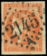 EMISSION DE BORDEAUX - 48   40c. Orange, Obl. GC 2145A, Belles Marges, TTB. C - 1870 Emission De Bordeaux