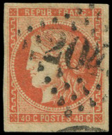 EMISSION DE BORDEAUX - 48d  40c. ROUGE-SANG Clair, Obl. GC, TB. J - 1870 Bordeaux Printing