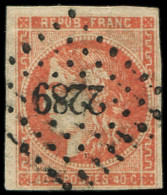 EMISSION DE BORDEAUX - 48d  40c. ROUGE-SANG Clair, Obl. PC Du GC 2289, RR, TB - 1870 Bordeaux Printing