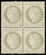 * CERES DENTELE - 52    4c. Gris, BLOC De 4, Point Noir Dans Le Papier S. 1 Ex., Sinon TB - 1871-1875 Cérès