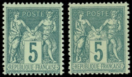 ** TYPE SAGE - 75 Et 75a, 5c. Vert Et 5c. Vert Foncé, TB - 1876-1898 Sage (Type II)