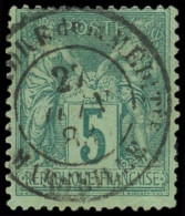 TYPE SAGE - 75    5c. Vert, Obl. Càd ESCADRE DE LA MEDITée/MARSEILLE 27/6/8( ), TB - 1876-1898 Sage (Type II)