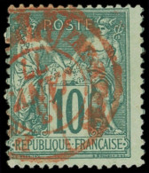 TYPE SAGE - 76   10c. Vert, T II, Obl. Cachet ROUGE Des Imprimés, TB - 1876-1898 Sage (Type II)