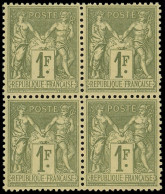 ** TYPE SAGE - 82    1f. Olive Clair, BLOC De 4, Très Bon Centrage, Fraîcheur Postale, TTB - 1876-1898 Sage (Type II)