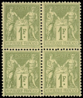 ** TYPE SAGE - 82    1f. Olive Clair, BLOC De 4, Grande Fraîcheur, TTB - 1876-1898 Sage (Type II)