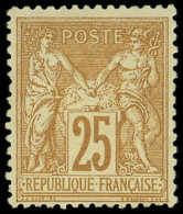 (*) TYPE SAGE - 92   25c. Bistre Sur Jaune, T II, TB. Br - 1876-1898 Sage (Type II)