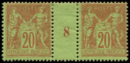 * TYPE SAGE - 96   20c. Brique Sur Vert, PAIRE Mill.8, TB - 1876-1898 Sage (Type II)