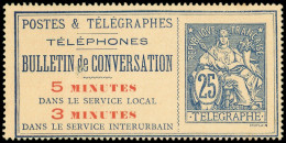 (*) TELEPHONE - Téléphone 15 : 25c. Bleu Sur Chamois, TB - Telegraph And Telephone