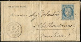 Let BALLONS MONTES - N°37 Obl. Etoile 15 S. Gazette N°7 Avec Son Supplément, Càd R. Bonaparte 12/11/70, TTB. LE Gal UHRI - War 1870