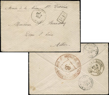 Let Guerre De 1870 -  Cachet Croix Rouge AMBULANCE INTERNATIONALE DU BOURBONNAIS S. Env., Arr. DOMPIERRE-S-BEBRE 10/11/7 - War 1870