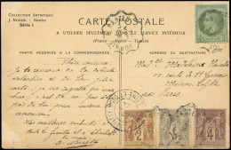 Let AFFRANCHISSEMENTS ET COMBINAISONS - N°25, 85, 87 Et 88 Obl. Càd Conv. Ondulé PORNIC à NANTES S. CP 6/1904, TB - 1849-1876: Période Classique