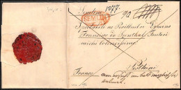 1837 Registered Letter With Rare RED - SEMLIN Postmark In Oval. - ...-1850 Prefilatelía