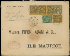 Let DESTINATIONS - N°72, 75, 93 BANDE De 3 + 1 Ex. Obl. Càd Bt Haussmann 20/8/80 S. Env., Arr. MAURITIUS 18/9, TB - 1877-1920: Semi Modern Period