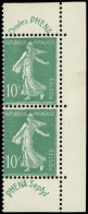 ** EMISSIONS DU XXe SIECLE - 188   Phéna, 10c. Vert, PAIRE De Carnet Avec Bords, TB - Unused Stamps