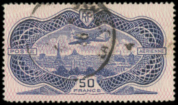 POSTE AERIENNE - 15  50f. Burelé, Obl., Pelurage, Aspect TB - 1927-1959 Oblitérés