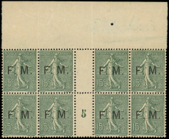 ** FRANCHISE MILITAIRE - 3    15c. Vert-olive, BLOC De 8 Mill.5 Haut De Feuille, TB - Military Postage Stamps