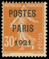 (*) PREOBLITERES - 29  30c. Orange, POSTES PARIS 1921, TB. S - 1893-1947