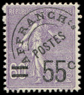 * PREOBLITERES - 47  Semeuse Lignée, 55c. S. 60c. Violet, TB - 1893-1947