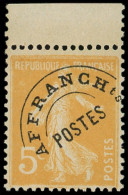 ** PREOBLITERES - 50  Semeuse Camée,  5c. Orange, Bdf, TB - 1893-1947