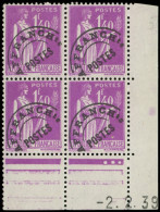 ** PREOBLITERES - 77  Paix, 1f.40 Lilas, BLOC De 4 CD 2/2/39, TB - 1893-1947