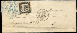 Let TAXE - 2   10c. Noir Typo T II, Obl. Càd LYON 23/1/61 S. LAC, Cachet Bleu VILLE De LYON, TB - 1859-1959 Briefe & Dokumente