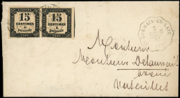 Let TAXE - 3   15c. Noir Typo T I, PAIRE Effl. En Bas Obl. Càd T15 VERSAILLES 5e DISTon 2/2/69 S. LAC Non Affr. Retirée  - 1859-1959 Covers & Documents