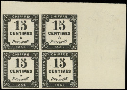 ** TAXE - 4   15c. Noir Litho, BLOC De 4  Cdf, Superbe - 1859-1959 Mint/hinged