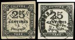 TAXE - 5 Et 5A, 25c. Noir, T I Et T II, Obl., TB - 1859-1959 Gebraucht