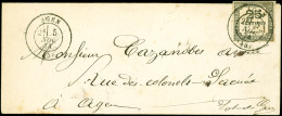 Let TAXE - 5A  25c. Noir, T II, Obl. Càd T17 AGEN 5/11/74 Sur Env., TB, Cote Cérès - 1859-1959 Covers & Documents