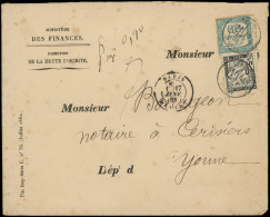 Let TAXE - 9 Et 18, 60c. Bleu Et 30c. Noir Obl. Càd T17 CERISIERS 18/1/83 S. Env. Du Ministère Des Finances, Càd Paris 1 - 1859-1959 Briefe & Dokumente