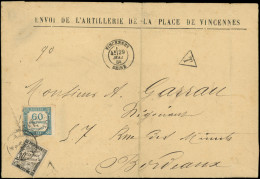 Let TAXE - 9 Et 18, 60c. Bleu Et 30c. Noir Obl. Càd BORDEAUX 30/5 S. Envoi De L'Artillerie De La Place De Vincennes, Càd - 1859-1959 Storia Postale