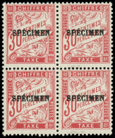 ** COURS D'INSTRUCTION - Taxe 33-CI 2 30c. Rouge Carminé, BLOC De 4 Surch. SPECIMEN, TB - Lehrkurse