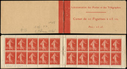 CARNETS (N° Yvert) - 135-C1    Semeuse Chiffres Maigres, 10c. Rouge, N°135c, T III, Fraîcheur Postale, TTB - Altri & Non Classificati